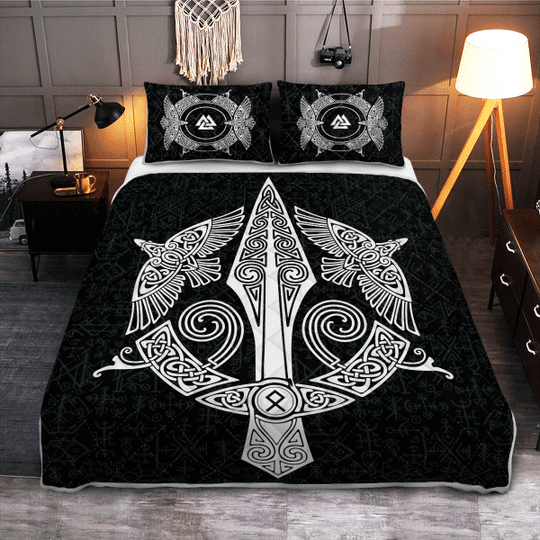 Raven-And-Spear-Of-Odin-Viking-Quilt-Bedding-Set-1