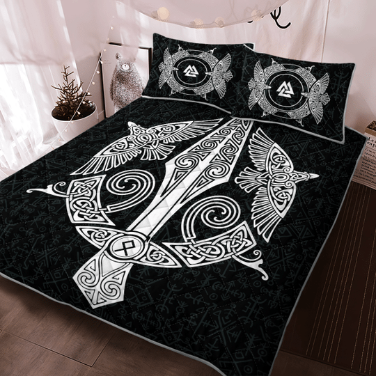 Raven-And-Spear-Of-Odin-Viking-Quilt-Bedding-Set-2
