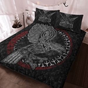 Raven Rune Black Quilt Bedding Set