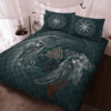Raven Valknut Vegvisir Dark Green Quilt Bedding Set