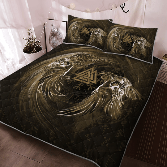 Raven-Valknut-Viking-Quilt-Bedding-Set-2