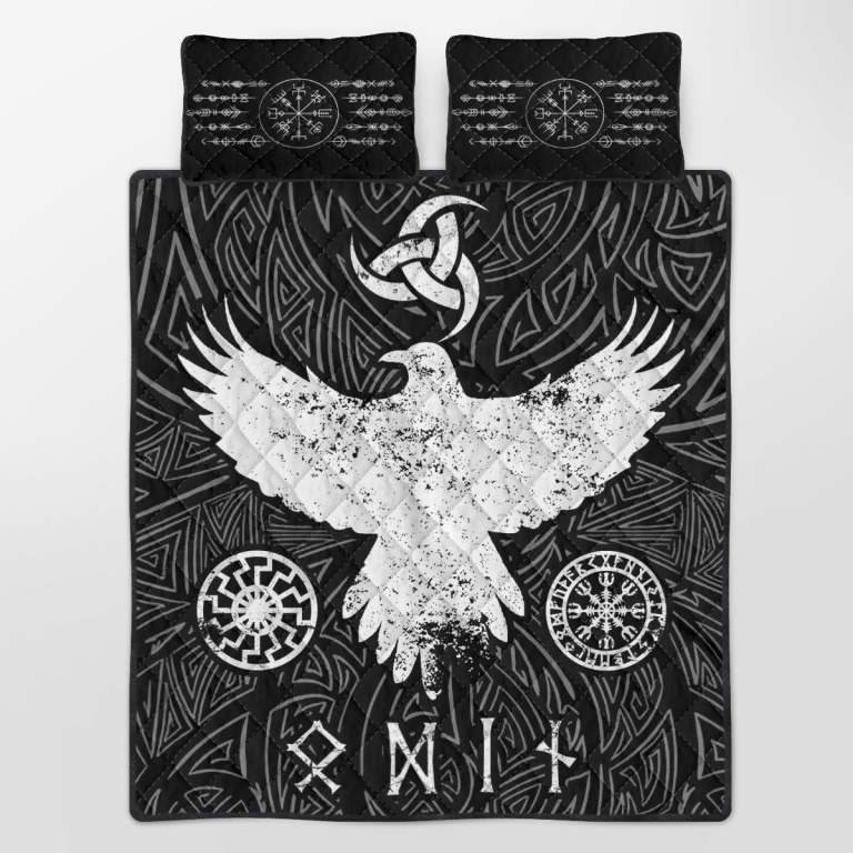 Raven-Vegvisir-Black-Quilt-Bedding-Set-2