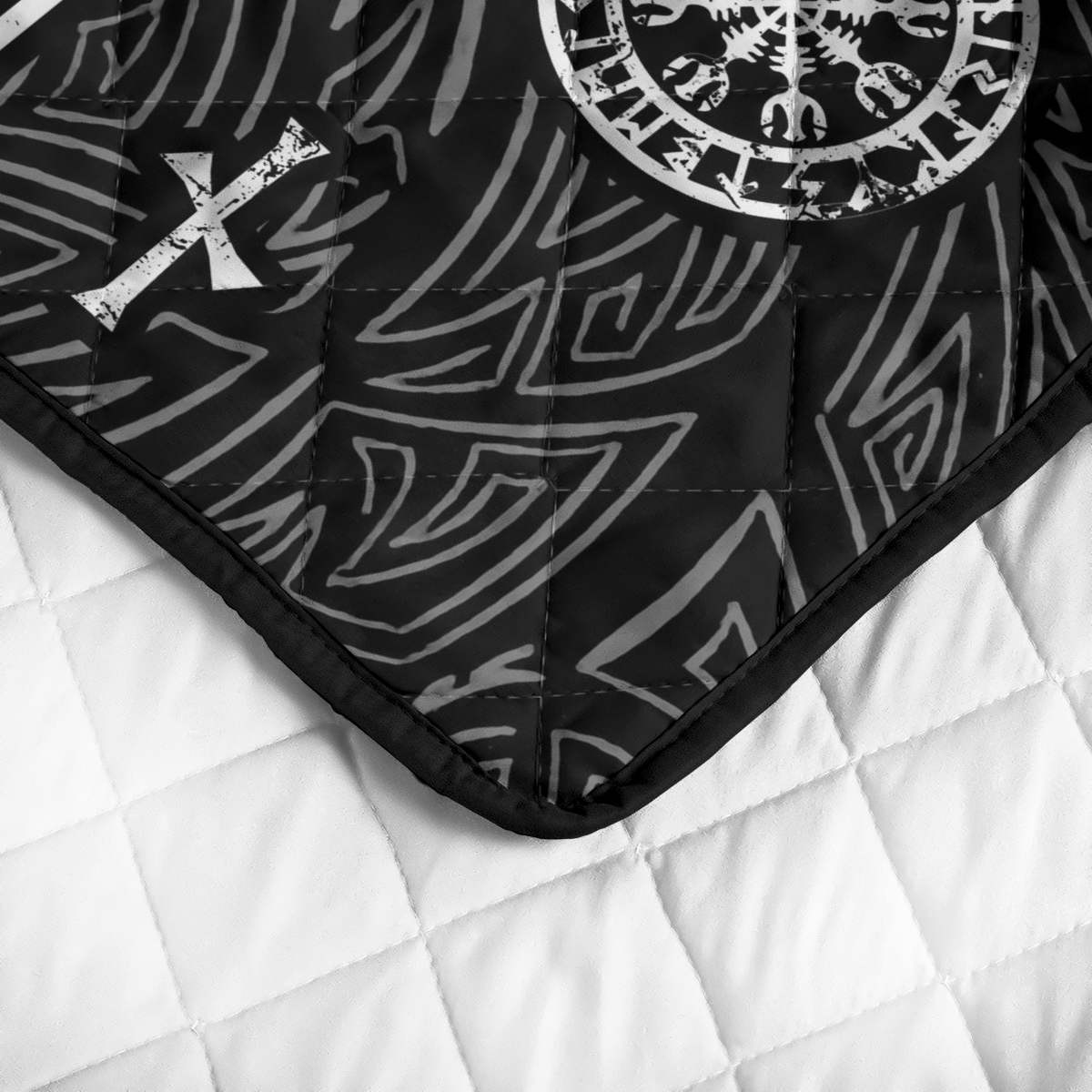 Raven Vegvisir Black Quilt Bedding Set Raven Vegvisir Black Quilt Bedding Set