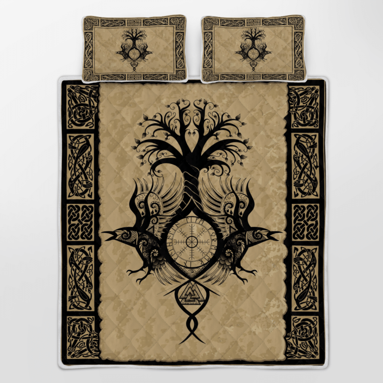 Raven-With-Yggdrasil-Quilt-Bedding-Set-2