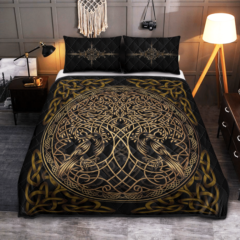 Raven-Yggdrasil-Viking-Black-Quilt-Bedding-Set-1