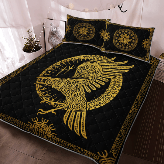 Ravens-In-Celtic-Mythology-And-Runic-Viking-Quilt-Bedding-Set-2