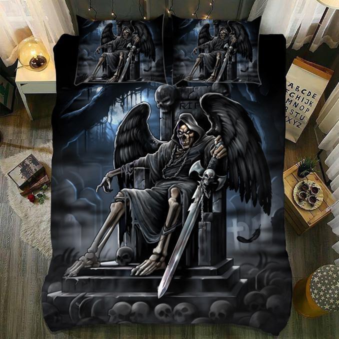Reaper By Night Skull 1 Duvet Cover and Pillowcase Set Bedding Set Reaper By Night Skull 1 Duvet Cover and Pillowcase Set Bedding Set