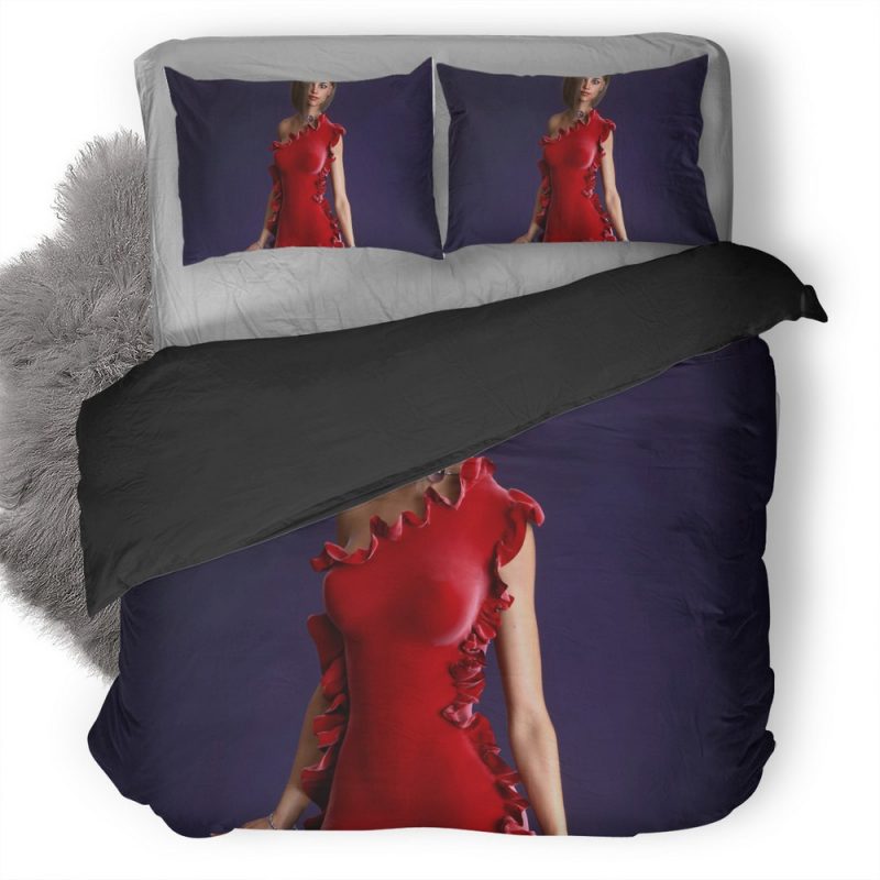 Red Dress Girl Cgi 9D Duvet Cover and Pillowcase Set Bedding Set Red Dress Girl Cgi 9D Duvet Cover and Pillowcase Set Bedding Set