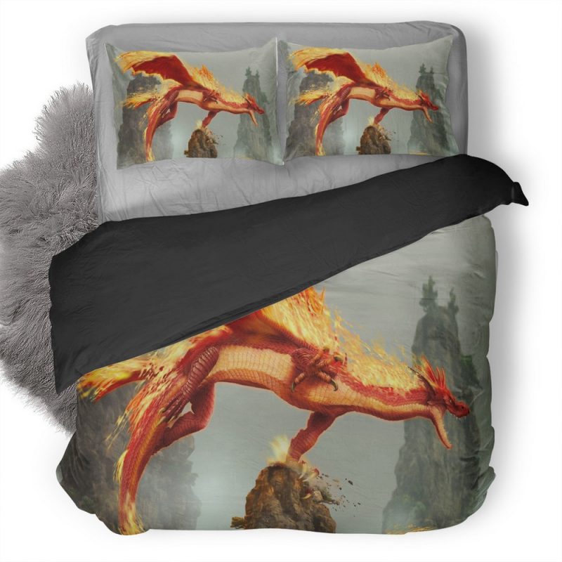 Red Fire Dragon Creature Fantasy Monster We Duvet Cover and Pillowcase Set Bedding Set Red Fire Dragon Creature Fantasy Monster We Duvet Cover and Pillowcase Set Bedding Set