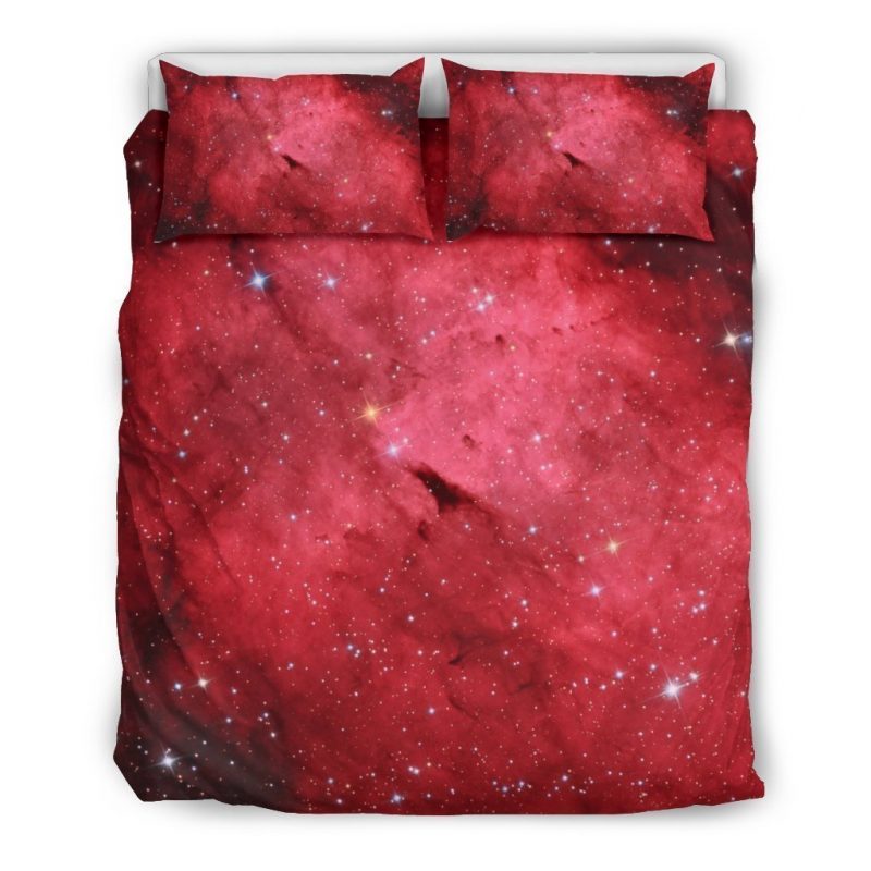 Red Galaxy Space Cloud Print Duvet Cover and Pillowcase Set Bedding Set Red Galaxy Space Cloud Print Duvet Cover and Pillowcase Set Bedding Set