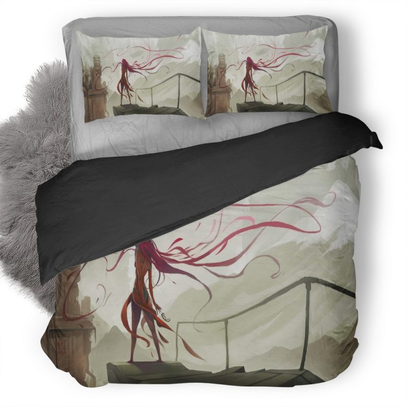 Red Hairs Long Fictional Digital Art Bordeaux M2 Duvet Cover and Pillowcase Set Bedding Set Red Hairs Long Fictional Digital Art Bordeaux M2 Duvet Cover and Pillowcase Set Bedding Set