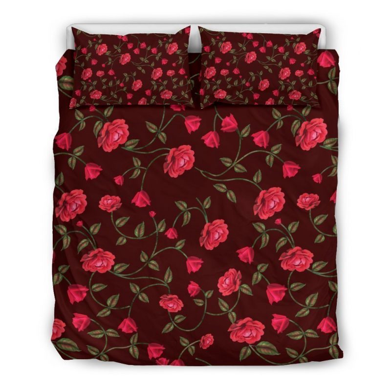 Red Rose Floral Flower Pattern Print Duvet Cover and Pillowcase Set Bedding Set Red Rose Floral Flower Pattern Print Duvet Cover and Pillowcase Set Bedding Set