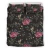 Red Rose Floral Pattern Print Duvet Cover and Pillowcase Set Bedding Set