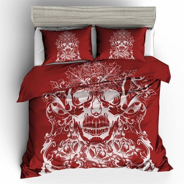 Red Sugar Skull Duvet Cover and Pillowcase Set Bedding Set Red Sugar Skull Duvet Cover and Pillowcase Set Bedding Set