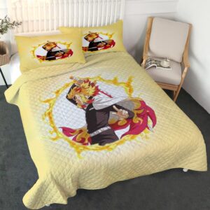 Rengoku Kyoujurou Fire Breath Embossed Demon Slayer Kimetsu No Yaiba Bedding Set