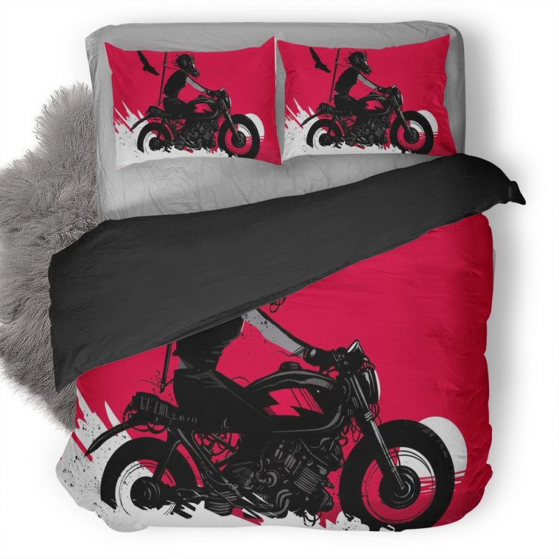 Retro Rider On A Bike Sun Ov Duvet Cover and Pillowcase Set Bedding Set Retro Rider On A Bike Sun Ov Duvet Cover and Pillowcase Set Bedding Set