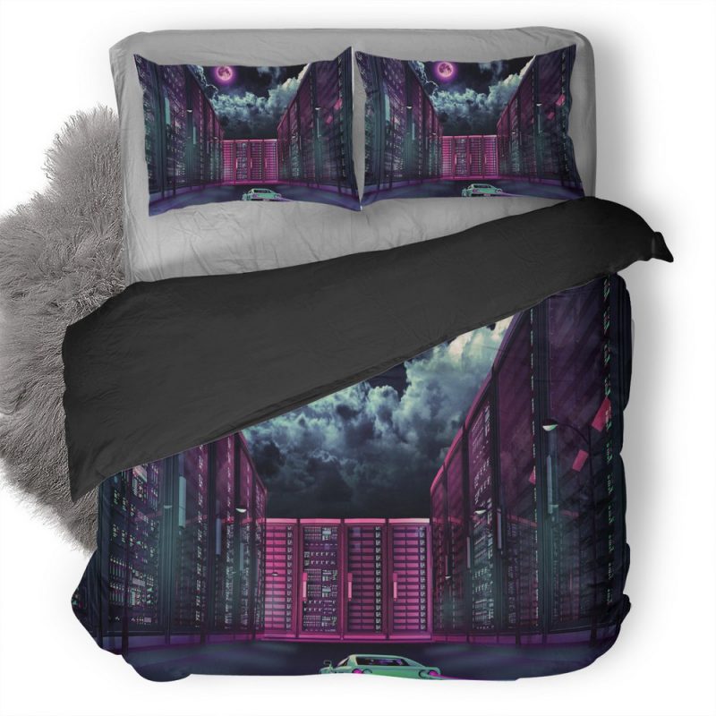 Retrowave Car Going Through City Moon Gm Duvet Cover and Pillowcase Set Bedding Set Retrowave Car Going Through City Moon Gm Duvet Cover and Pillowcase Set Bedding Set
