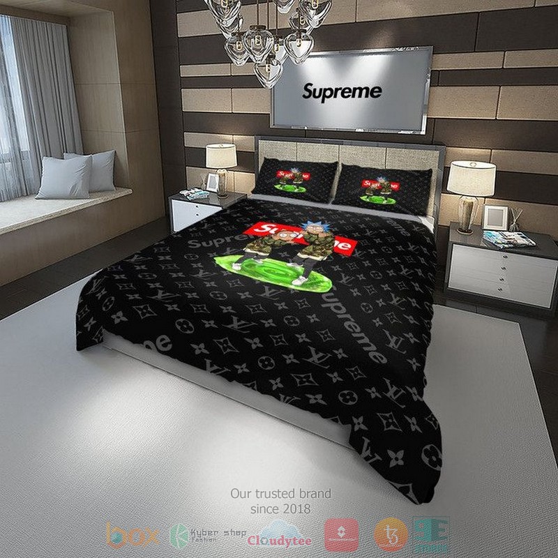Rick And Morty Supreme Louis Vuitton Brand Black Pattern Quilt Bedding Set Rick And Morty Supreme Louis Vuitton Brand Black Pattern Quilt Bedding Set