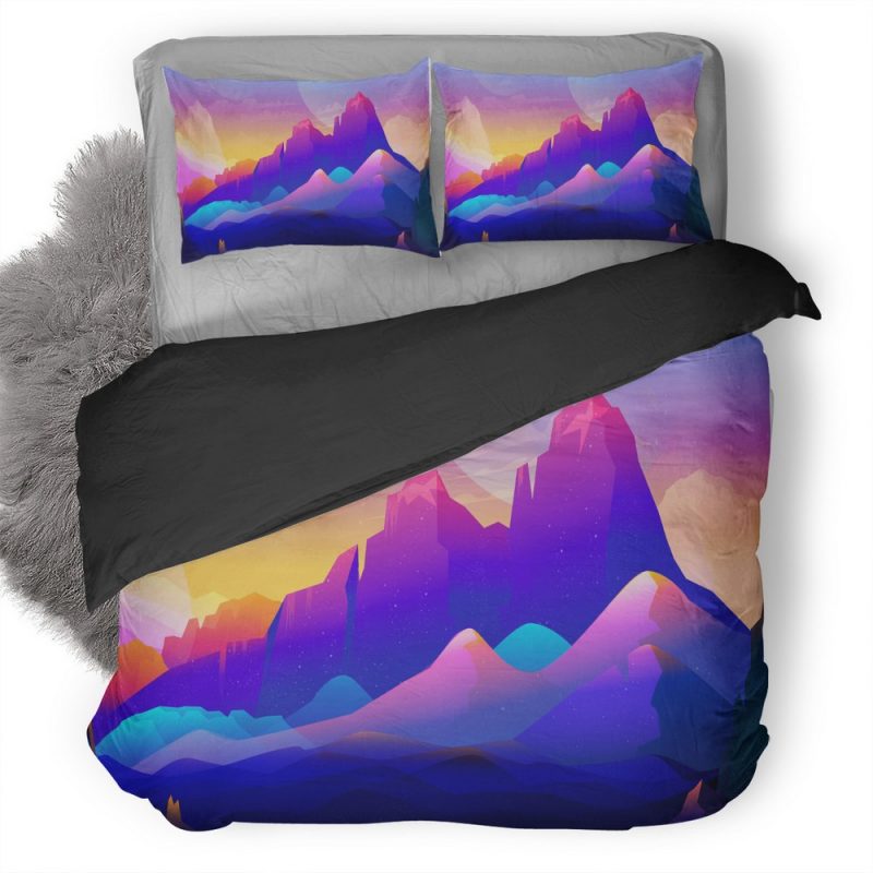 Rock Mountains Landscape Colorful Illustration Minimalist Rz Duvet Cover and Pillowcase Set Bedding Set Rock Mountains Landscape Colorful Illustration Minimalist Rz Duvet Cover and Pillowcase Set Bedding Set