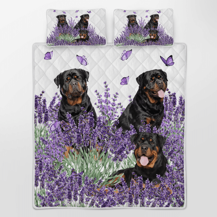Rottweiler Lavender Quilt Bedding Set Rottweiler Lavender Quilt Bedding Set