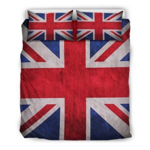 Rough Union Jack British Flag Print Duvet Cover and Pillowcase Set Bedding Set