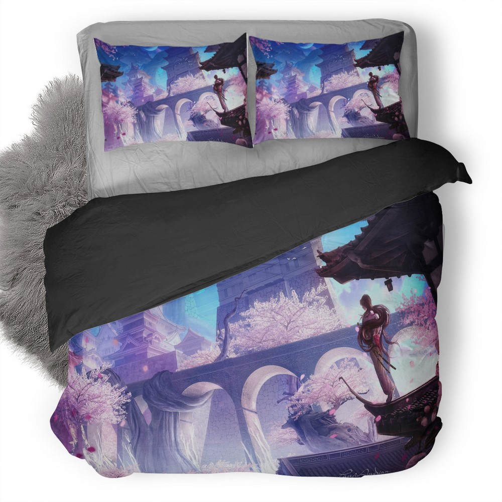Sakura Castle No Duvet Cover and Pillowcase Set Bedding Set Sakura Castle No Duvet Cover and Pillowcase Set Bedding Set