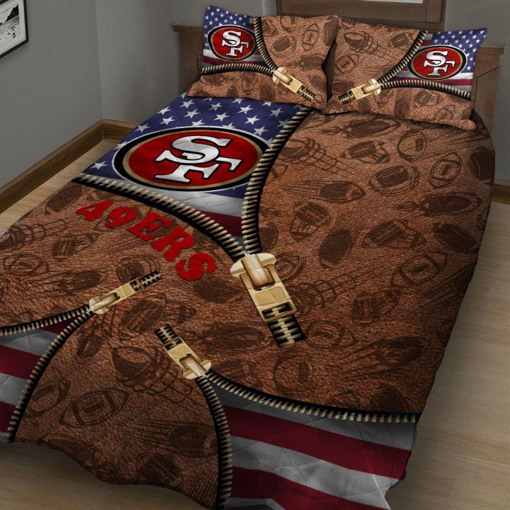 San-Francisco-49Ers-Nfl-American-Flag-Leather-Pattern-Bedding-Set-1