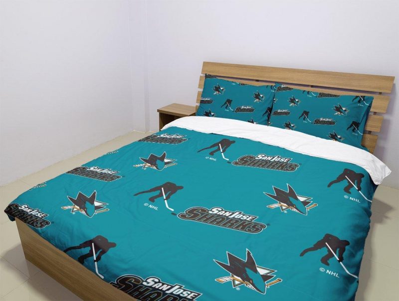 San Jose Sharks Duvet Cover and Pillowcase Set Bedding Set 986 San Jose Sharks Duvet Cover and Pillowcase Set Bedding Set 986