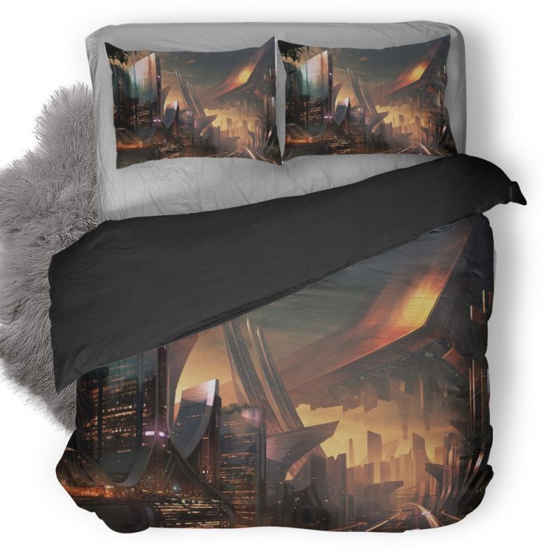 Science Fiction City Hd Qd Duvet Cover and Pillowcase Set Bedding Set Science Fiction City Hd Qd Duvet Cover and Pillowcase Set Bedding Set