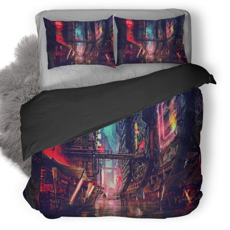 Science Fiction Cyberpunk Futuristic City Digital Art Jf Duvet Cover and Pillowcase Set Bedding Set Science Fiction Cyberpunk Futuristic City Digital Art Jf Duvet Cover and Pillowcase Set Bedding Set