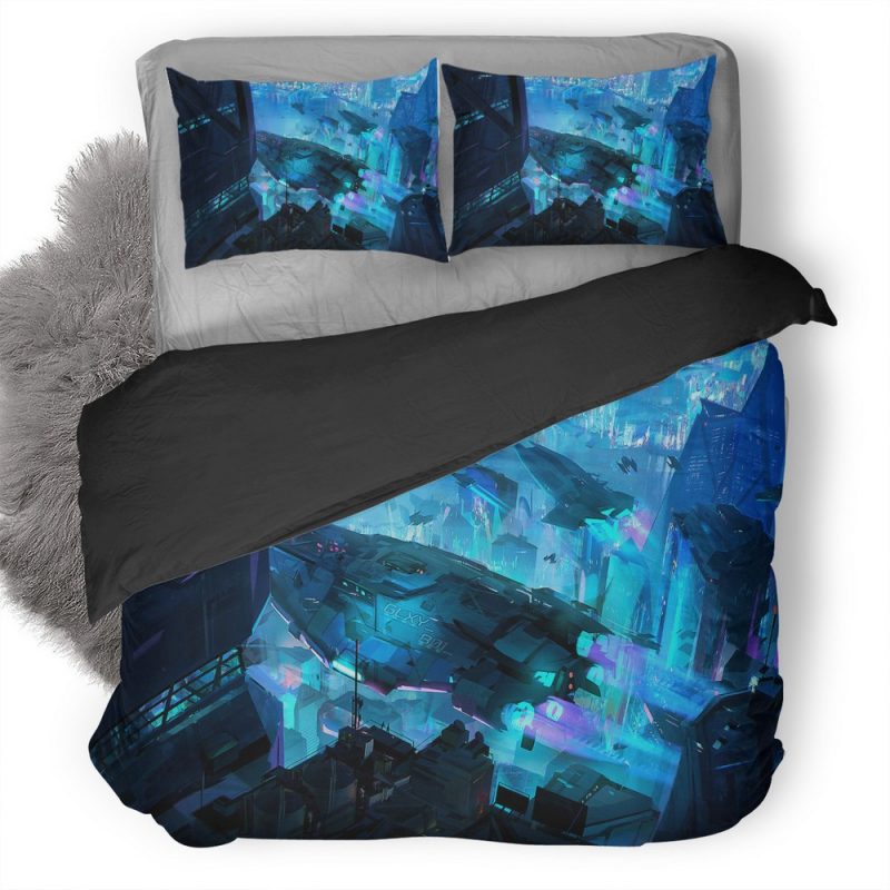 Scifi City Spaceship Bc Duvet Cover and Pillowcase Set Bedding Set Scifi City Spaceship Bc Duvet Cover and Pillowcase Set Bedding Set