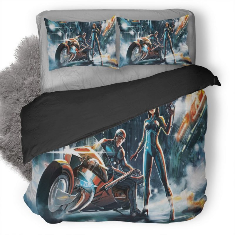Scifi Futuristic Warrior Girl And Boy With Bike Na Duvet Cover and Pillowcase Set Bedding Set Scifi Futuristic Warrior Girl And Boy With Bike Na Duvet Cover and Pillowcase Set Bedding Set