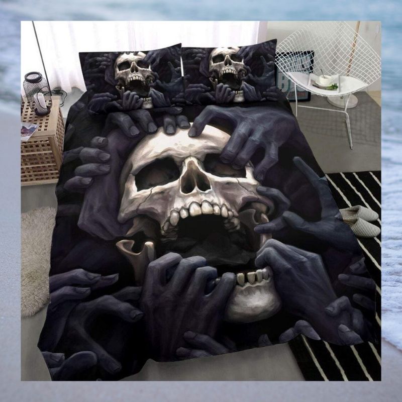 Screaming Skull Quilt Bedding Set Screaming Skull Quilt Bedding Set