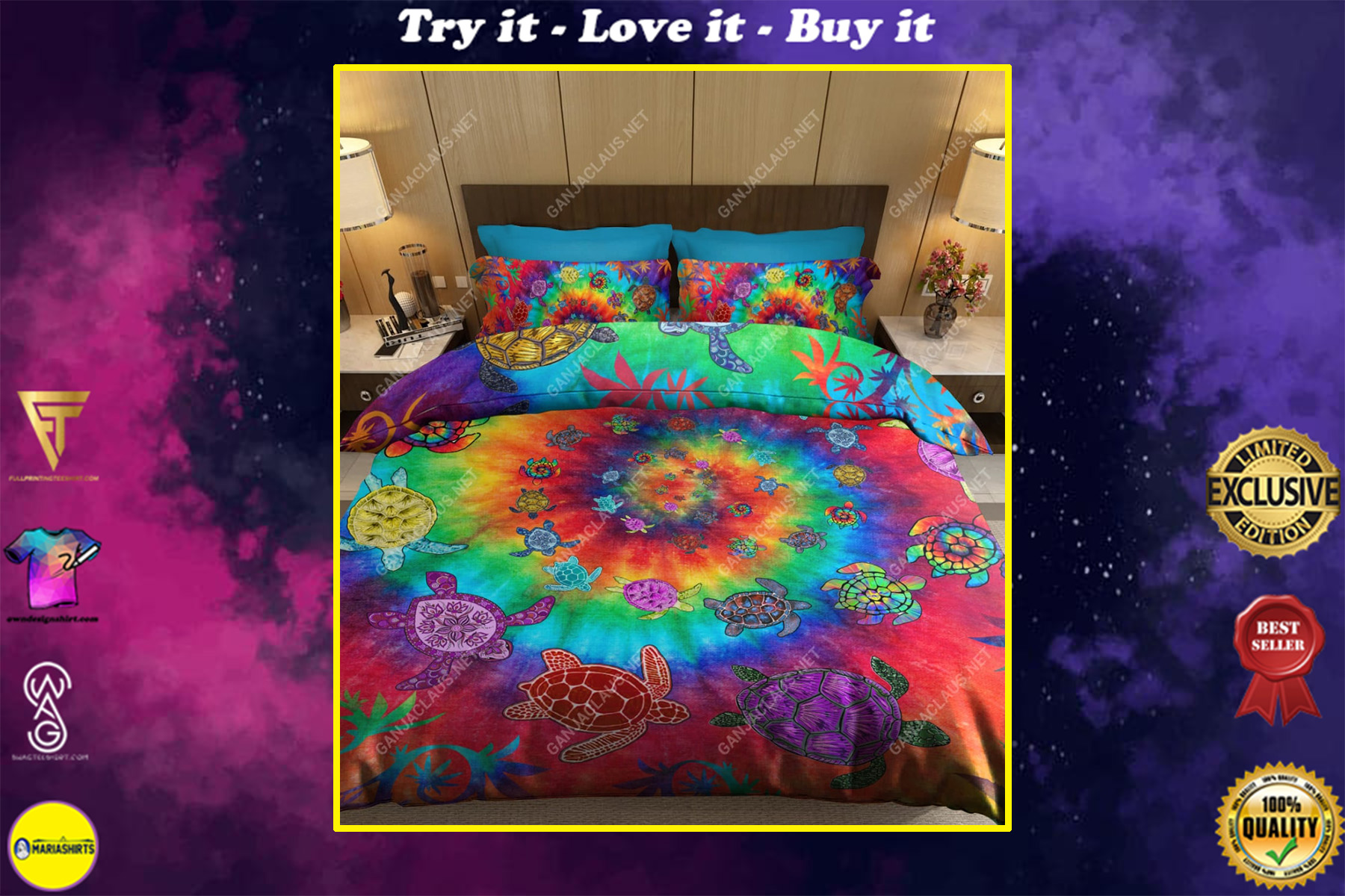 Sea Turtle Tie Dye Full Printing Bedding Set Sea Turtle Tie Dye Full Printing Bedding Set