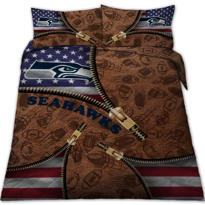 Seattle Seahawks Nfl American Flag Leather Pattern Bedding Set Seattle Seahawks Nfl American Flag Leather Pattern Bedding Set