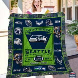 Seattle Seahawks Nfl Logo History Personalized Bedding Set