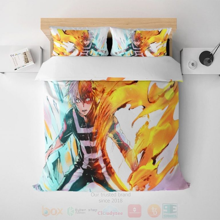 Shoto-Todoroki-Flame-Fan-Art-Mha-Bedding-Set-1