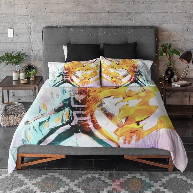 Shoto-Todoroki-Flame-Fan-Art-Mha-Bedding-Set-2