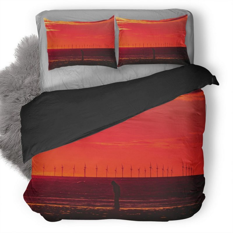 Silhouette Wind Turbines Sun Horizon Ar Duvet Cover and Pillowcase Set Bedding Set Silhouette Wind Turbines Sun Horizon Ar Duvet Cover and Pillowcase Set Bedding Set