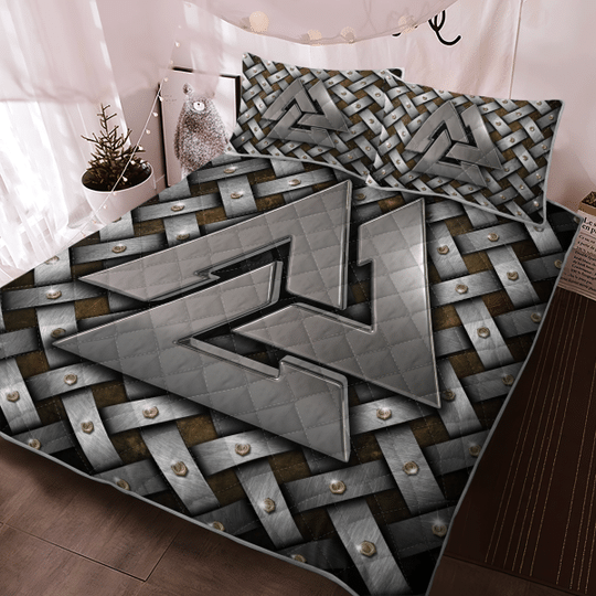 Silver-Valknut-Symbol-Viking-Quilt-Bedding-Set-2
