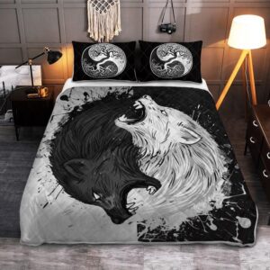 Skoll And Hati Sons Of Fenrir Yggdrasil Viking Quilt Bedding Set