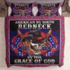 Skull American By Birth Redneck By The Grace Of God Confederate Flag Bedding Set
