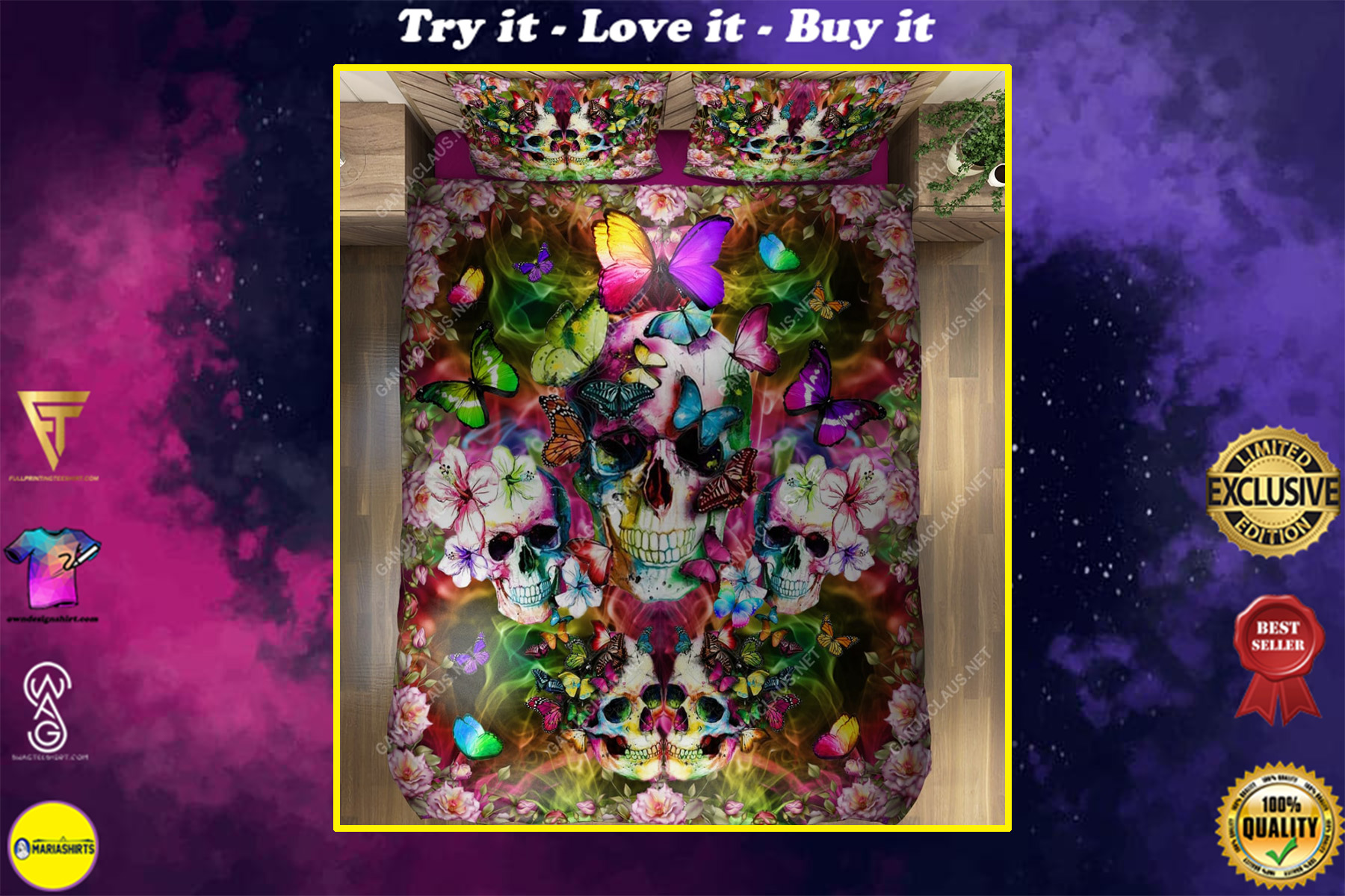 Skull And Butterfly Full Printing Bedding Set Skull And Butterfly Full Printing Bedding Set