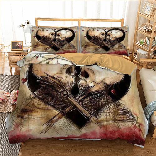 Skull Couple Duvet Cover and Pillowcase Set Bedding Set Skull Couple Duvet Cover and Pillowcase Set Bedding Set