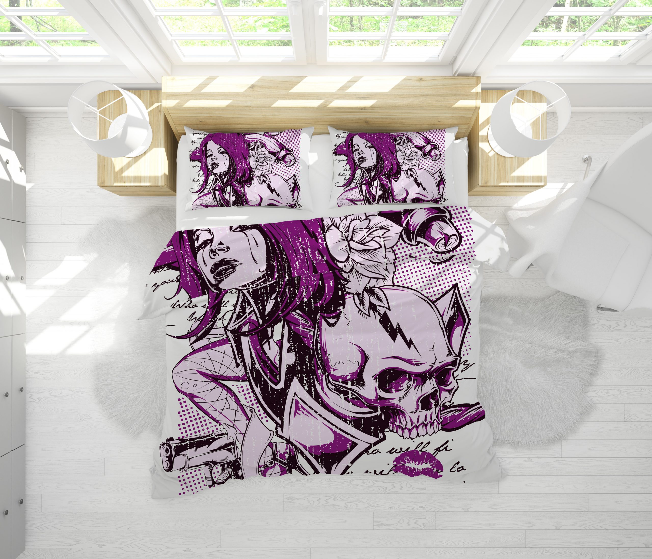 Skull Girl Duvet Cover and Pillowcase Set Bedding Set Skull Girl Duvet Cover and Pillowcase Set Bedding Set
