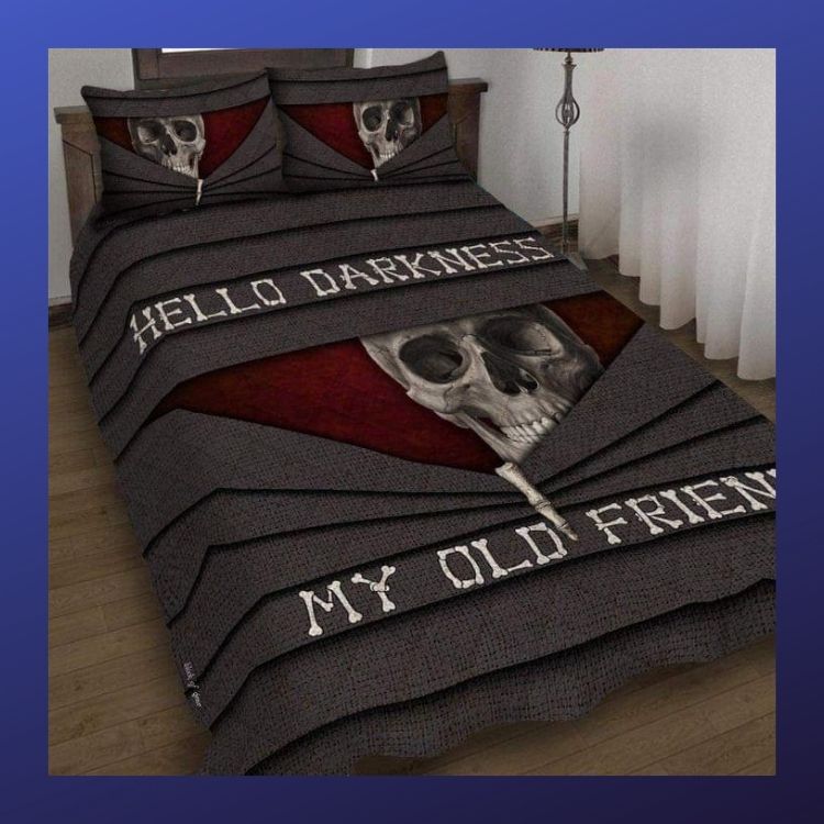 Skull-Hello-Darkness-My-Old-Friend-Quilt-Bedding-Set-2