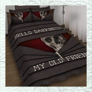 Skull Hello Darkness My Old Friend Quilt Bedding Set