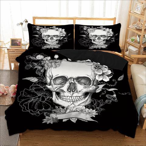 Skull In Flowers Duvet Cover and Pillowcase Set Bedding Set Skull In Flowers Duvet Cover and Pillowcase Set Bedding Set