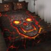 Skull On Fire 3D Illusion Quilt Bedding Set