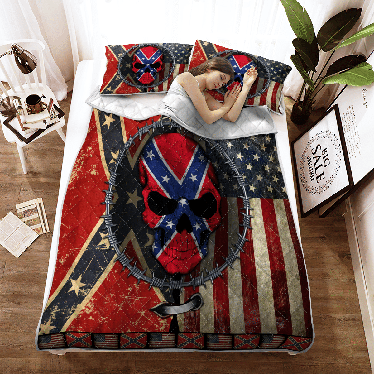 Skull The Southern States Flag Bedding Set Skull The Southern States Flag Bedding Set